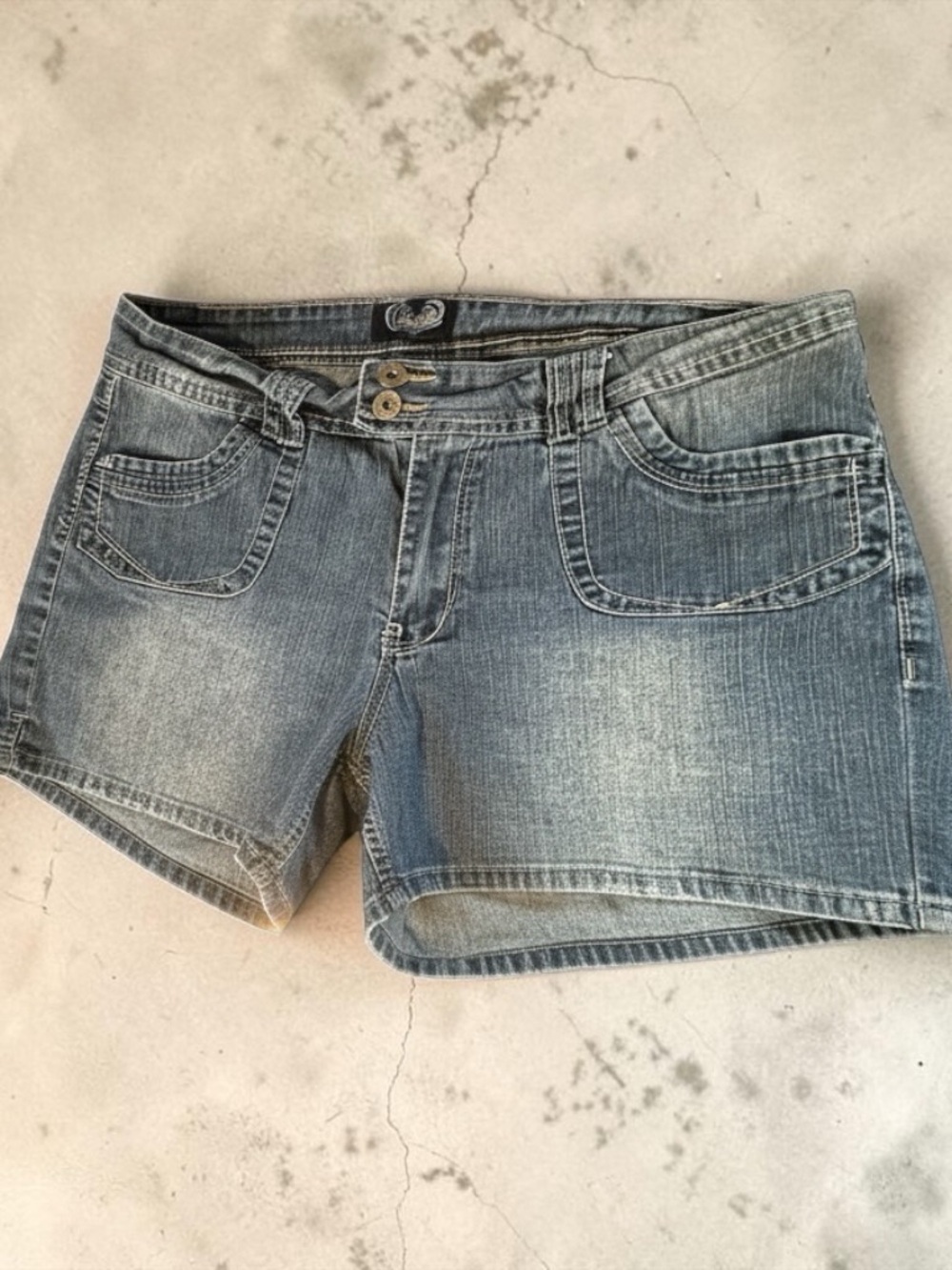 Angels Women's Faded Light Blue Jean Shorts